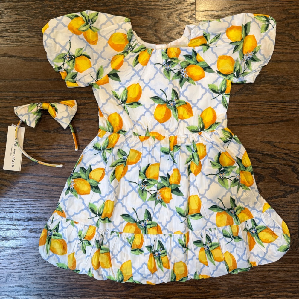 NWT Janie & Jack Lemon Dress & Headband